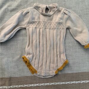 Cream and Mustard Knit Baby Romper